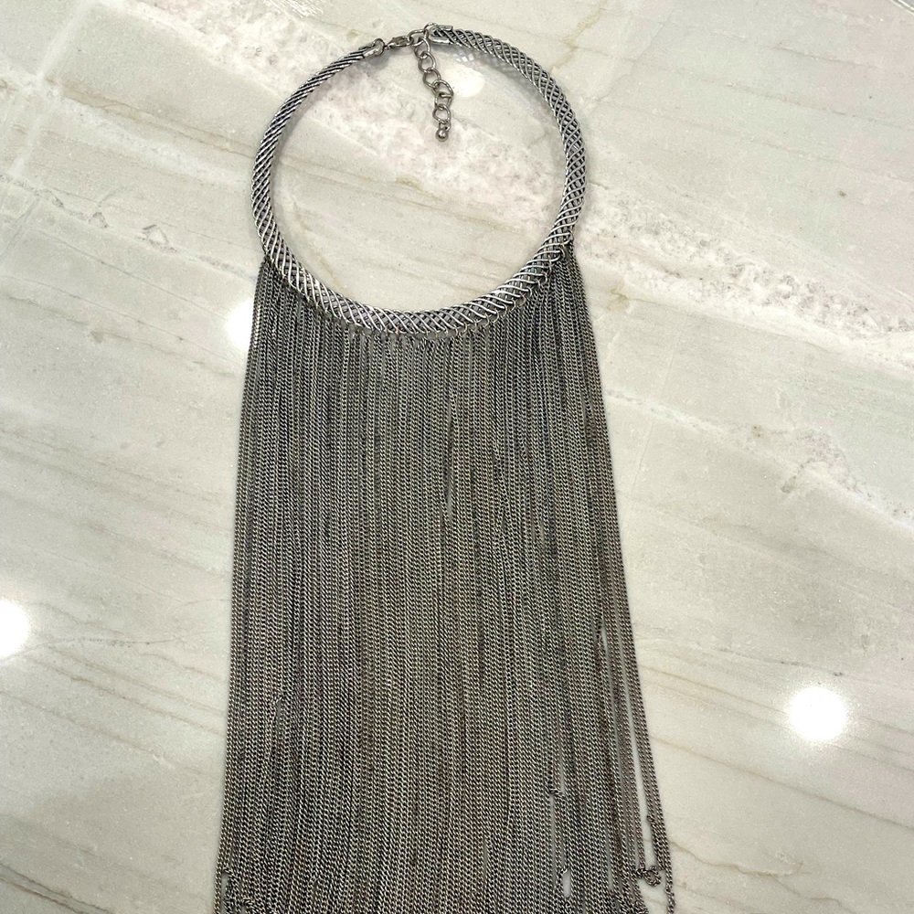 Silver body chain necklace